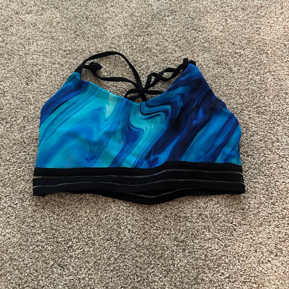 Blue Marbled Sports Bra